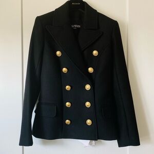 New With Tag Brand new Balmain Black Wool and Cashmere Double-Breasted Jacke…